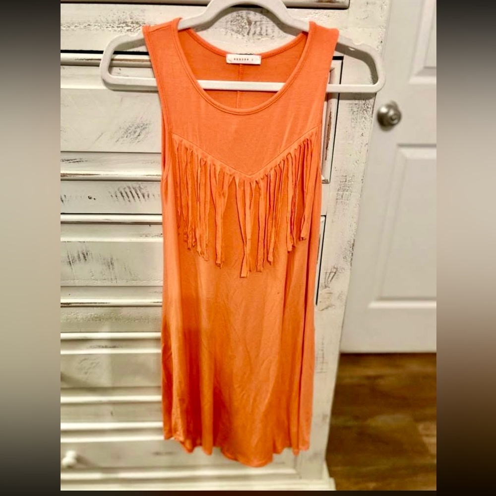 Orange Fringe Midi Dress